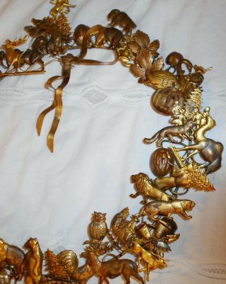 Vintage Dresden Petites Choses Brass Merry Christmas All Holiday Wreath,  Animals 3