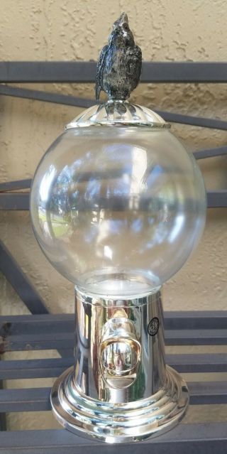 Vintage 12 " Godinger Silver Tone Bubble Gum/candy Machine With Dispenser.  Glass