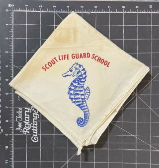 Vintage Scout Life Guard School Neckerchief Boy Scouts Bsa B.  S.  A.  Seahorse Logo