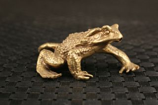 Chinese Bronze Hand Cast Frog Jinchan Statue Figure Table Decoration