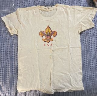 Vintage Boy Scouts Of America Bsa B.  S.  A.  Fleur - De - Lis Logo Emblem Crest T - Shirt