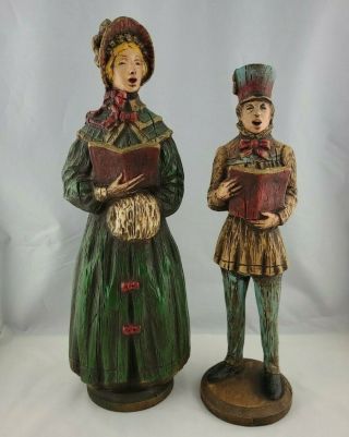 Vintage Pair Christmas Caroler Figurines Alfco Artistic Latex Foam Mold
