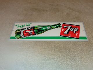 Vintage Fresh Up 7up Seven Up Bottle 15 " Metal Soda Pop Gasoline & Oil Sign 7 Up
