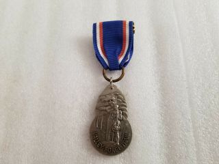 Vintage Boy Scouts B.  S.  A.  Valley Forge Trail Silvertone Medal Badge W/ribbon