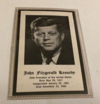 Vintage President John Fitzgerald Kennedy Jfk Funeral Prayer Card Enclsd Plastic