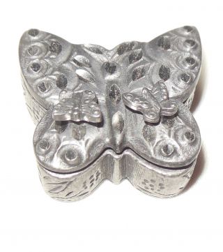 Torino Pewter Butterfly Pin Brooch Lid Trinket Box W/pierced Post Earrings