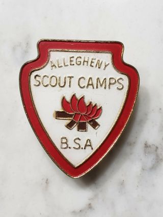 Vintage Allegheny Boy Scout Camps Metal Neckerchief Slide Pittsburgh Pa Bsa