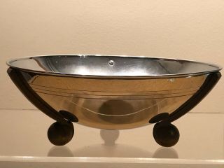 Vintage Art Deco Large Chrome/brass Footed Centerpiece/display Bowl