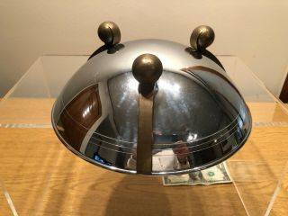 Vintage Art Deco Large Chrome/Brass Footed Centerpiece/Display Bowl 3