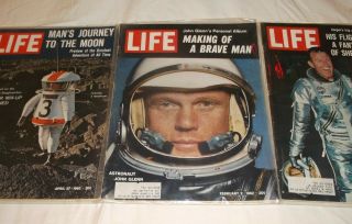Life Magazines 1962 - 63 Space John Glenn Cooper.  Nasa Three Issues.