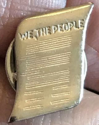 Vintage United States Constitution We The People Silver Tone Lapel Pin