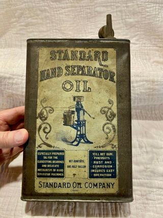 Standard Oil Ohio Hand Separator Oil Vintage Can Half Gallon