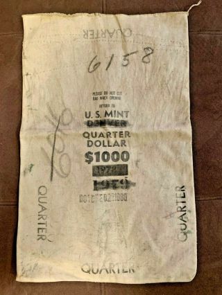 Vintage Denver U.  S.  Canvas Quarter Coin Bank Bag $1000 1978,  1979,  1980