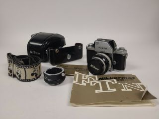 Vintage Nikon F Photomic 35mm Slr Film Camera W/ 50mm Lens & Accessories