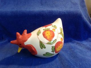 Cbk,  Ltd.  Hand Painted Ceramic Rooster Chicken Hen Strawberries Figurine 1999