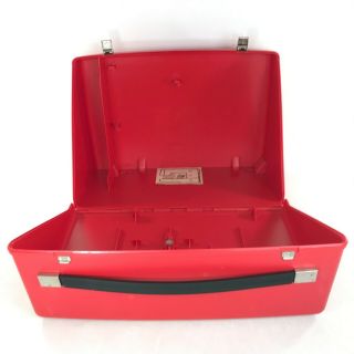 Vintage Bernina Record 830 Sewing Machine Hard Red Carrying Case Storage 2