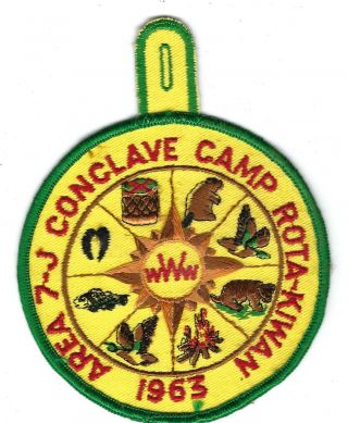 Boy Scout - Oa Area 7 J 1963 Conclave Badge - Camp Rota Kiwan