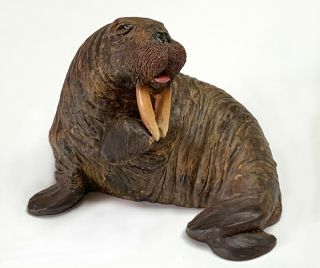 Walrus Figurine Statue Hand Painted Resin Living Stone 3 Inches