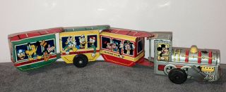 1955 Vintage Disneyland Park Tin Toy Characters Mickey Mouse Train