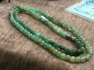5mm 100 Natural A Green Emerald Jade Beads Necklace Have Certificate1330
