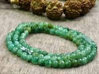 5mm 100 Natural A Green Emerald Jade Beads Necklace Have Certificate1333