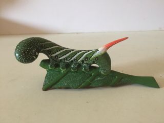 Wooden Hand Carved And Hand Painted Bug Hornworm Catepillar