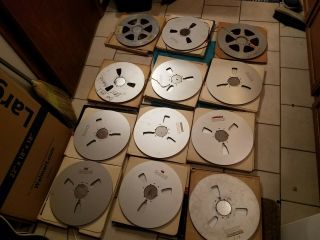 12 Vintage Scotch 14 Inch Magnetic Tape Recording Metal Reels With Tape