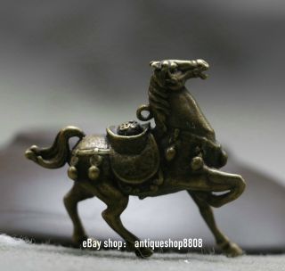 Old Chinese Bronze Fengshui Zodiac Horse Yuanbao Money Wealth Auspicious Statue