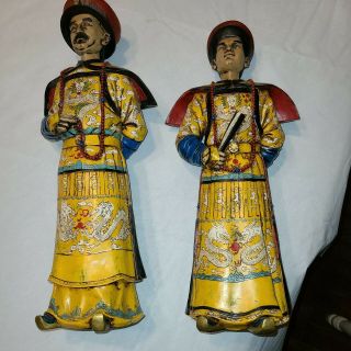 Antique Statues Of Chinese Emperors/ Noblemen From The Qing Dynasty.  Handcrafted