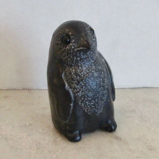 Wolf Soapstone Baby Penguin Figure Sculpture Signed We Small 2 1/2 "