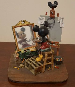 “mickey - - Self - Portrait” Mickey Mouse And Walt Disney Self Portrait Figurine