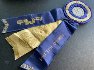 Vintage 1944 Westminster Kennel Club Akc Best Of Winners Dog Ribbon York Ny