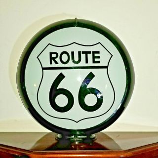 Route 66 Sign Gas & Oil Pump Vintage Glass Globe Capcolite Usa