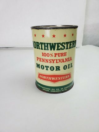 Vintage Northwestern 100 Pure Pennsylvania Motor Oil Can Full