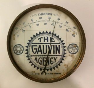 Vintage Thermometer - The Gauvin Agency - York City - Large Wall Thermometer