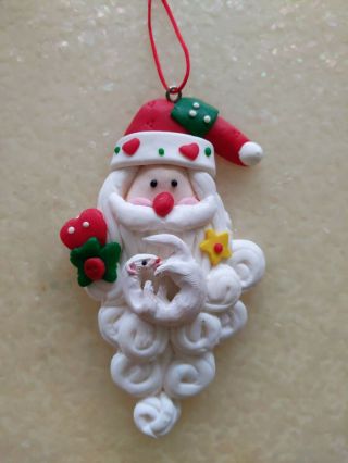Artist Crafted Albino Dew Ferret And Santa Christmas Ornament Decoration