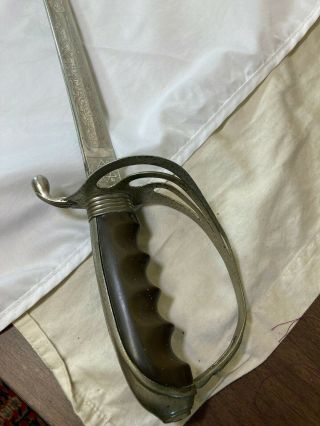 Vintage US military saber sword with Proved star mark and scabbard 2