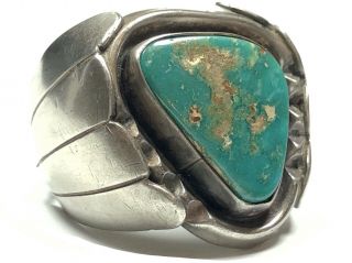Large Vintage Men’s Native American Sterling Silver Turquoise Ring - Size 12.  5