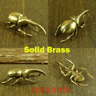 Solid Brass Dynastes Hercules Beatles Insects Decoration Figurine Statue Z416