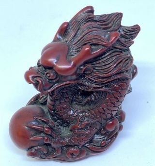 Red Resin Chinese Dragon with Pearl of Wisdom 2