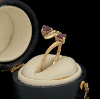 Antique Vintage Deco Mid Century 14k Plumb Gold Ruby Diamond Engagement Ring 5.  5