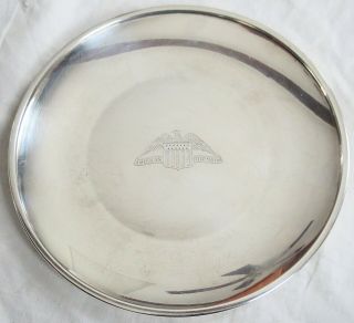 Engraved Cartier Sterling Dish American Field Service&eagle Wwi Old Antique Vtg