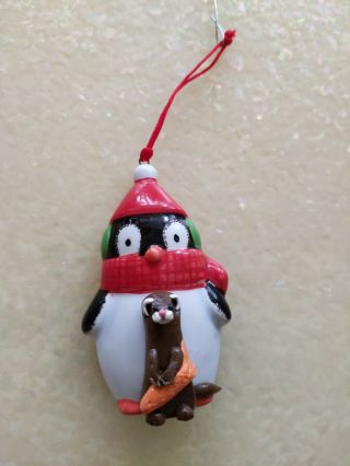 Artist Crafted Ferret Fish And Penguin Christmas Ornament Winter Decoration