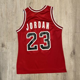 Vintage Champion Michael Jordan Jersey White Letter Chicago Bull Nba Red Size 40