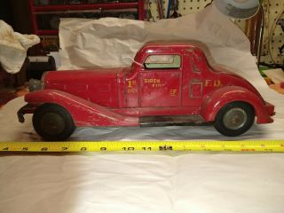 Vintage 1930s Louis Marx Toys Siren Fire Chief Wind Up Car