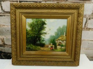 Really Old Painting Oil On Panel Landscape Signed