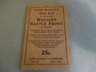 Vintage Wwi Rand Mcnally War Map Western Battle Front In Europe
