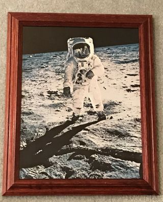 Framed Photograph Of Astronaut Buzz Aldrin On The Moon 11x14