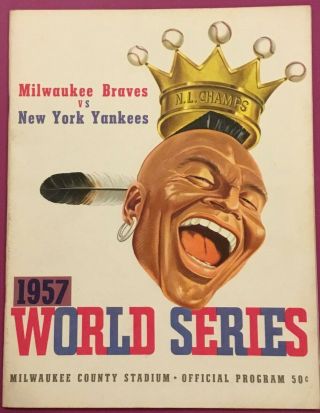 Vintage 1957 World Series Program - Braves Vs Yankees