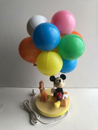 Walt Disney Mickey Mouse Pluto Balloon Nightlight And Lamp Vtg
